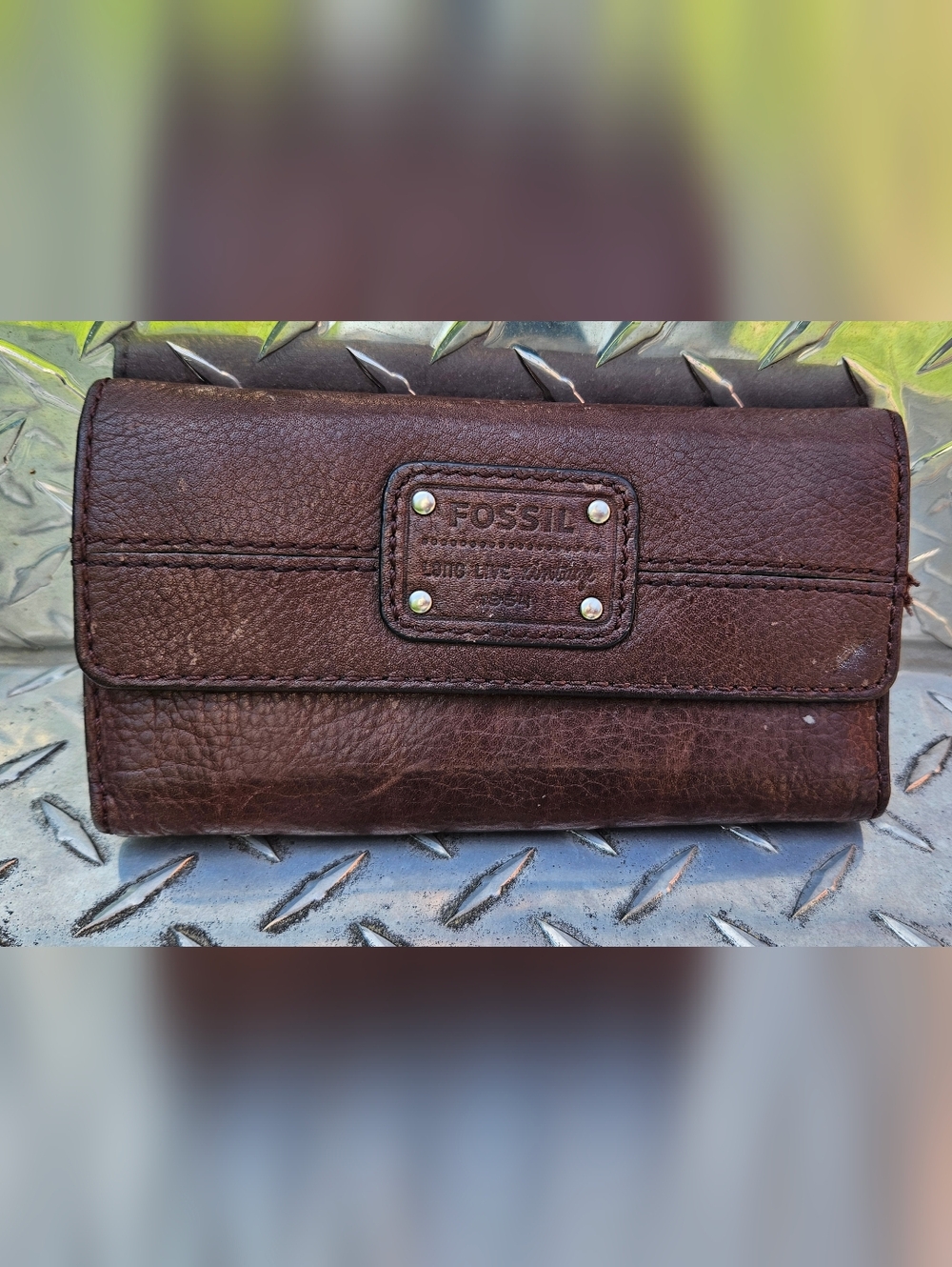 Fossil Brown Leather Trifold Wallet
